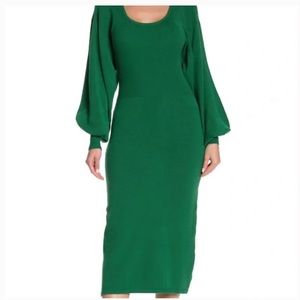 Ballon Sleeve Knit Midi Dress
